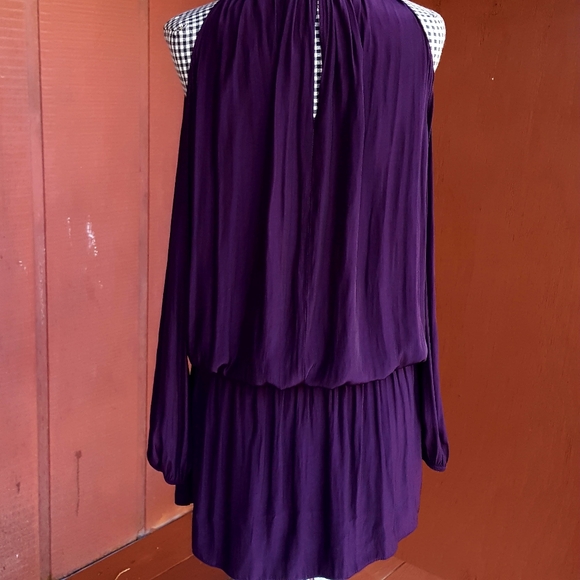 Ramy Brook Lauren Cold-Shoulder Crepe Silk Dress C - Picture 2 of 6